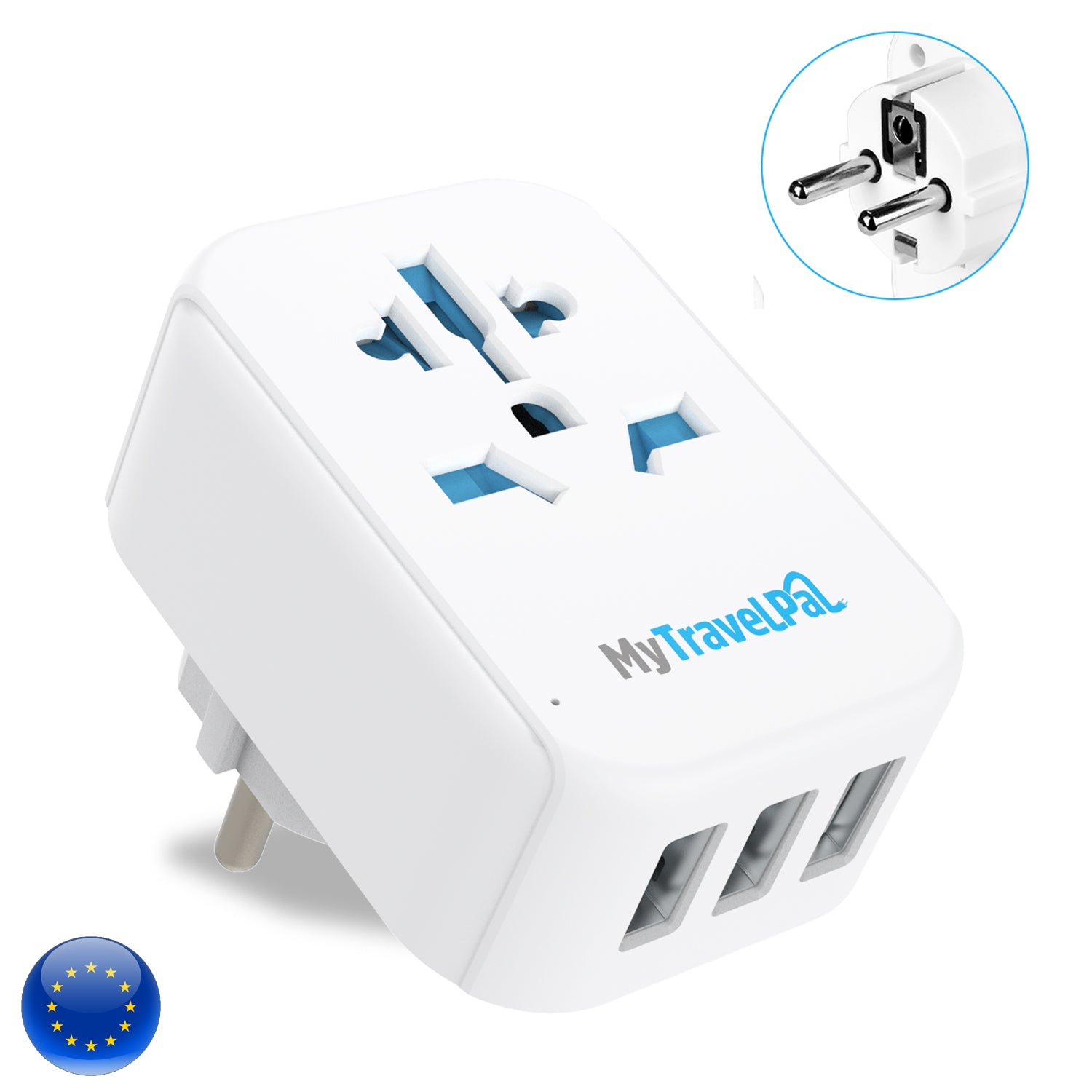 European Travel Plug Adapter USB C, US to Europe UK Adaptor with 2 USB  International Power