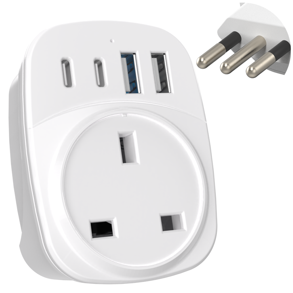 UK To Italy Plug Adapter with USB C